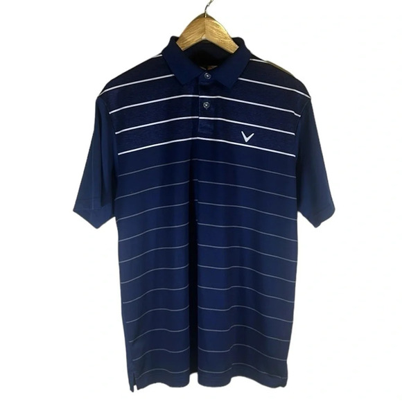 Men’s Callaway Blue Stripe Short Sleeve Polo Shirt Size Medium Golf Athletic - Picture 4 of 4